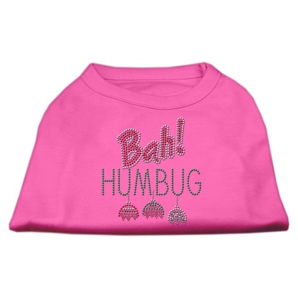 Bah Humbug Rhinestone Dog Shirt Bright Pink Lg