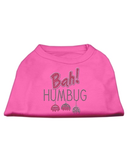 Bah Humbug Rhinestone Dog Shirt Bright Pink Lg