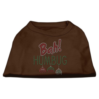 Bah Humbug Rhinestone Dog Shirt Brown Lg