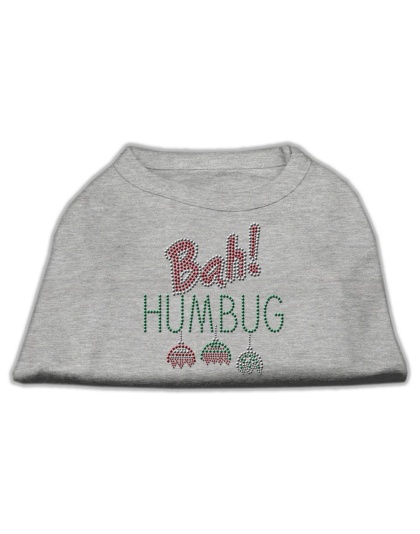 Bah Humbug Rhinestone Dog Shirt Grey Lg