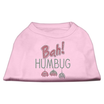 Bah Humbug Rhinestone Dog Shirt Light Pink Lg