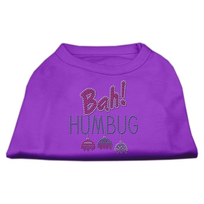 Bah Humbug Rhinestone Dog Shirt Purple Lg