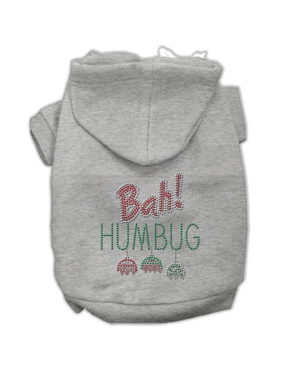 Bah Humbug Rhinestone Hoodies Grey L