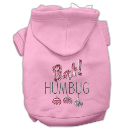 Bah Humbug Rhinestone Hoodies Pink L