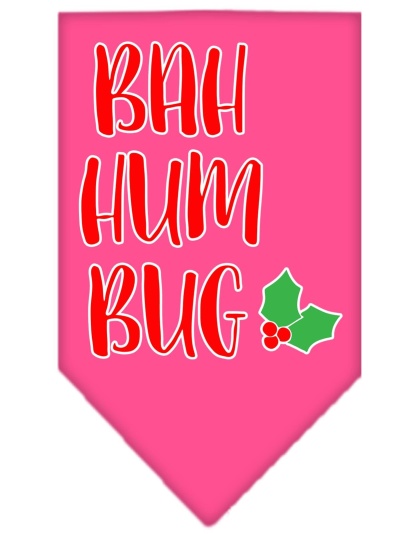 Bah Humbug Screen Print Bandana Bright Pink Large