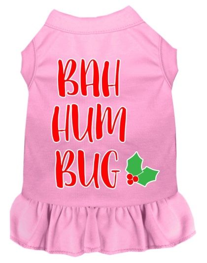 Bah Humbug Screen Print Dog Dress Light Pink 4X