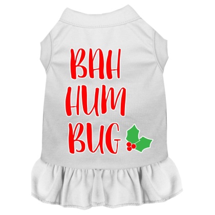 Bah Humbug Screen Print Dog Dress White 4X