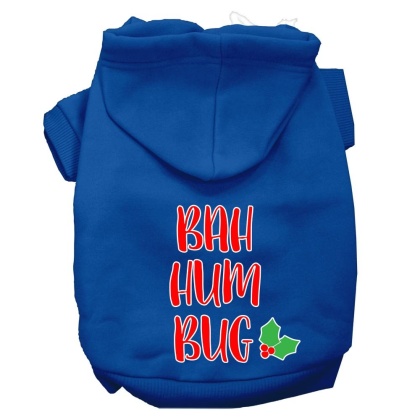 Bah Humbug Screen Print Dog Hoodie Blue L