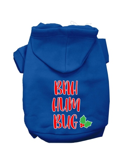 Bah Humbug Screen Print Dog Hoodie Blue L