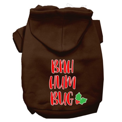 Bah Humbug Screen Print Dog Hoodie Brown L