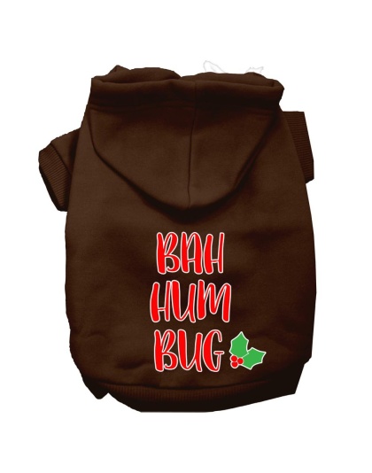 Bah Humbug Screen Print Dog Hoodie Brown L