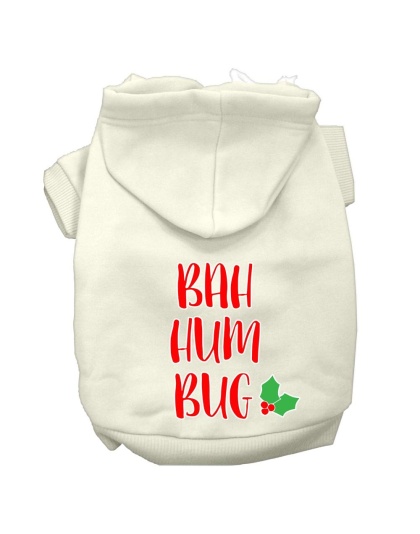 Bah Humbug Screen Print Dog Hoodie Cream L