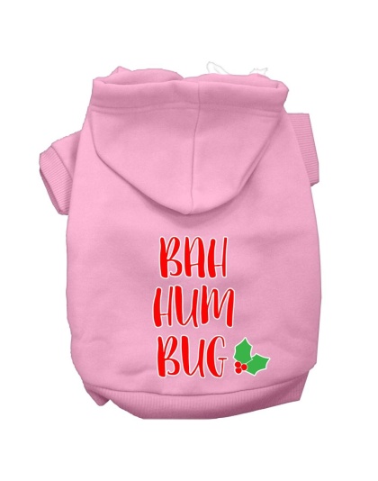 Bah Humbug Screen Print Dog Hoodie Light Pink L