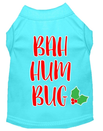 Bah Humbug Screen Print Dog Shirt Aqua Lg