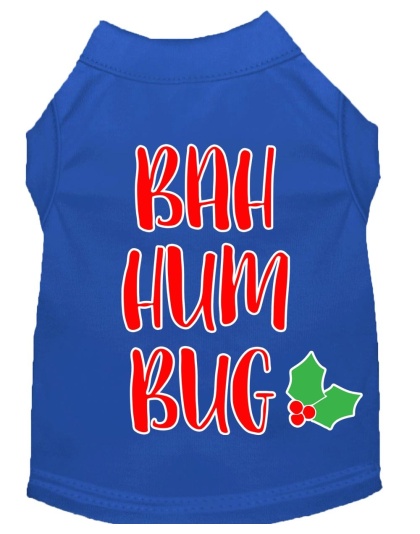 Bah Humbug Screen Print Dog Shirt Blue Lg