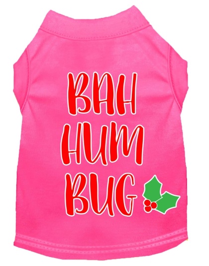 Bah Humbug Screen Print Dog Shirt Bright Pink Lg