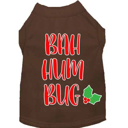 Bah Humbug Screen Print Dog Shirt Brown Lg