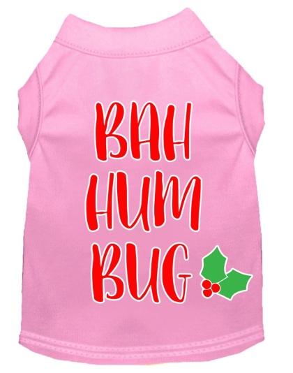 Bah Humbug Screen Print Dog Shirt Light Pink Lg