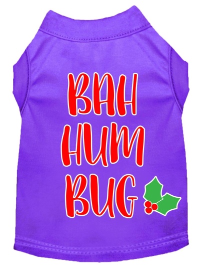 Bah Humbug Screen Print Dog Shirt Purple Lg