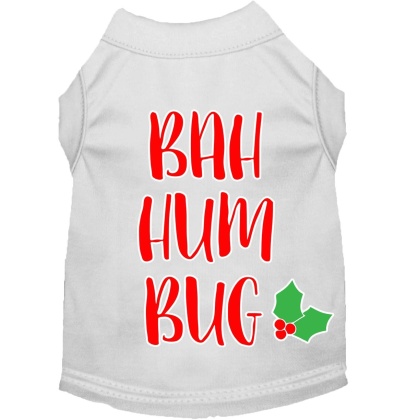 Bah Humbug Screen Print Dog Shirt White Lg