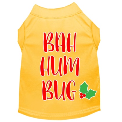 Bah Humbug Screen Print Dog Shirt Yellow Lg