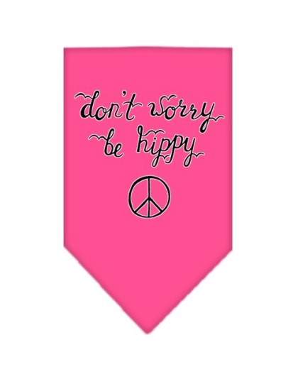 Be Hippy Screen Print Bandana Bright Pink Large