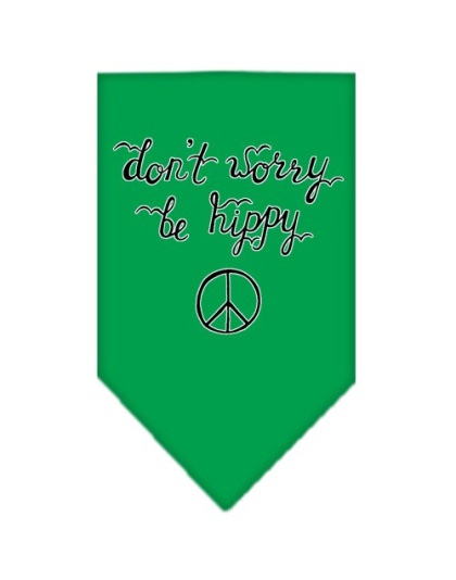 Be Hippy Screen Print Bandana Emerald Green Large