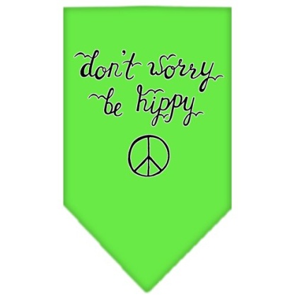 Be Hippy Screen Print Bandana Lime Green Large