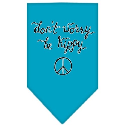 Be Hippy Screen Print Bandana Turquoise Large