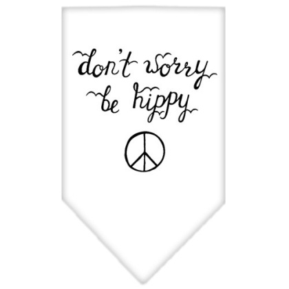 Be Hippy Screen Print Bandana White Large