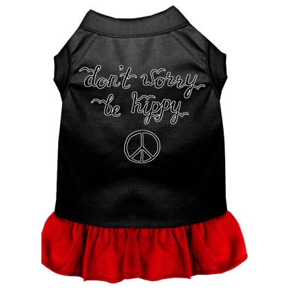 Be Hippy Screen Print Dog Dress Black with Red Lg