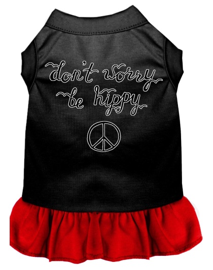 Be Hippy Screen Print Dog Dress Black with Red Lg