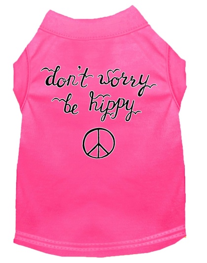 Be Hippy Screen Print Dog Shirt Bright Pink Lg