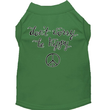 Be Hippy Screen Print Dog Shirt Green Lg