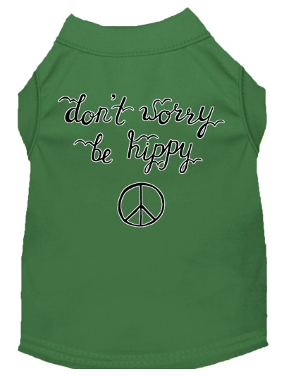 Be Hippy Screen Print Dog Shirt Green Lg