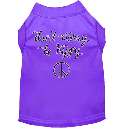 Be Hippy Screen Print Dog Shirt Purple Lg