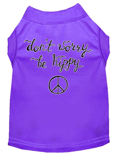 Be Hippy Screen Print Dog Shirt Purple Lg