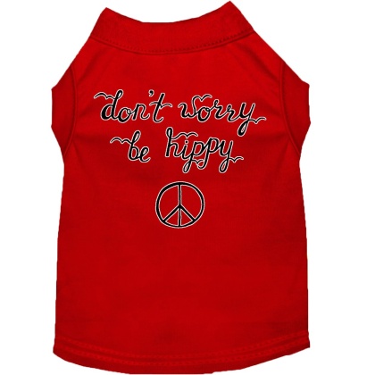 Be Hippy Screen Print Dog Shirt Red Lg