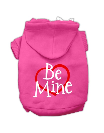 Be Mine Screen Print Pet Hoodies Bright Pink Size Lg