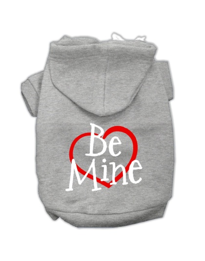 Be Mine Screen Print Pet Hoodies Grey Size Lg