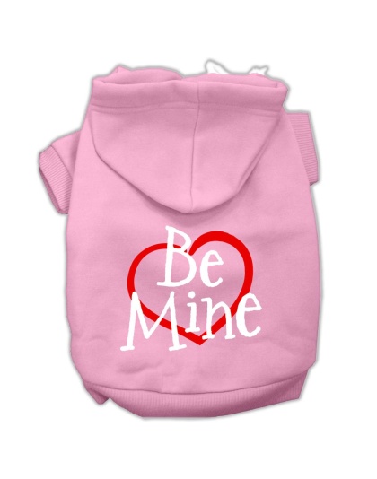 Be Mine Screen Print Pet Hoodies Light Pink Size Lg