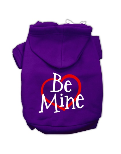 Be Mine Screen Print Pet Hoodies Purple Size Lg