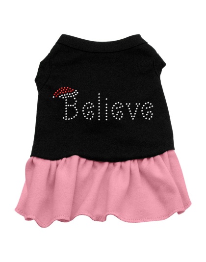 Believe Rhinestone Dress Black with Pink Lg