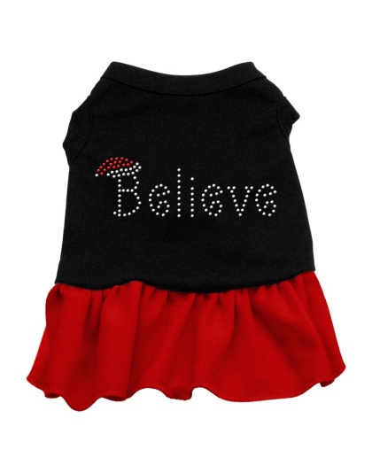 Believe Rhinestone Dress Black with Red Lg