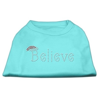 Believe Rhinestone Shirts Aqua L