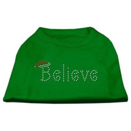 Believe Rhinestone Shirts Emerald Green Lg