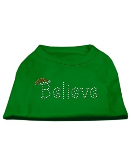 Believe Rhinestone Shirts Emerald Green Lg