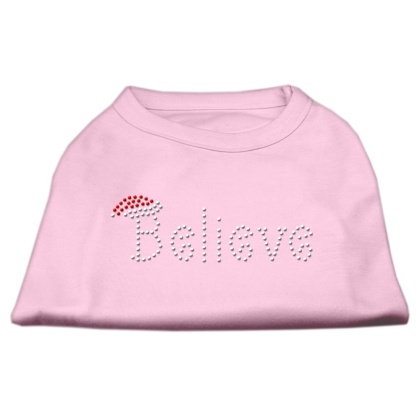 Believe Rhinestone Shirts Light Pink L