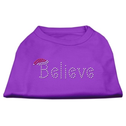 Believe Rhinestone Shirts Purple L