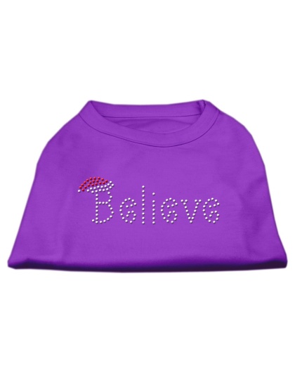 Believe Rhinestone Shirts Purple L